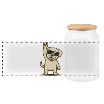Rock’n’Wuff - Boîte à biscuits avec couvercle en bois - blanc - Devant