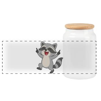 Party-Waschbär - Panorama Keksdose mit Holzdeckel - Weiß - Vorne