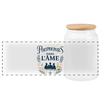 Polyphonies dans l'âme - Boîte à biscuits avec couvercle en bois - blanc - Devant