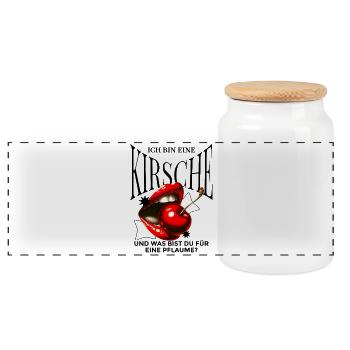Kirsche Geschenk Pflaume Spruch Lustig Frauen - Panorama Keksdose mit Holzdeckel - Weiß - Vorne