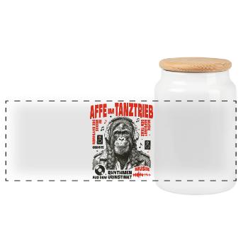 Funk Rock Shirt: Braided Monkey in a Groove Storm - Panoramic Cookie Jar with Wooden Lid - white - Front