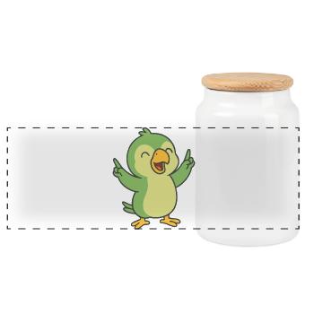 Party Parrot - Panoramic Cookie Jar with Wooden Lid - white - Front
