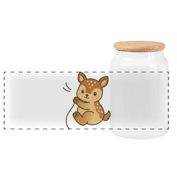 Cuddly fawn dream - Panoramic Cookie Jar with Wooden Lid - white - Front