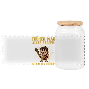 Everything was better in the past! - Panoramic Cookie Jar with Wooden Lid - white - Front