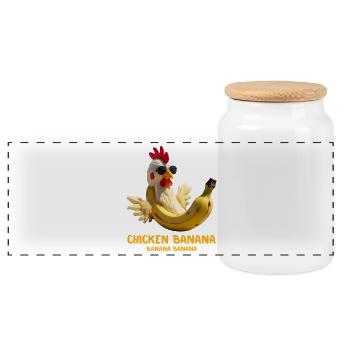 Drôle de poulet banane cadeau pour les amateurs de Brainrot Meme - Boîte à biscuits avec couvercle en bois - blanc - Devant