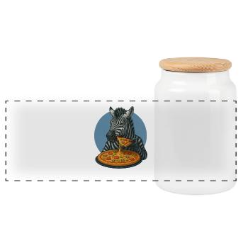 Zebra Pizza Cartoon Italienisches Essen Süß - Panorama Keksdose mit Holzdeckel - Weiß - Vorne