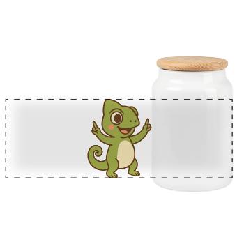 Bébé caméléon heureux - Boîte à biscuits avec couvercle en bois - blanc - Devant