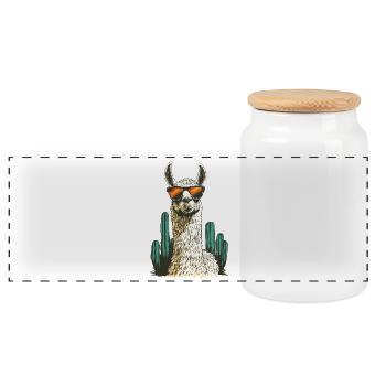 Lustiges Lama Alpaka Llama Tier Geschenk - Panorama Keksdose mit Holzdeckel - Weiß - Vorne