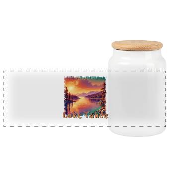 Lake Tahoe USA Sierra Nevada Grunge Kunst  - Panorama Keksdose mit Holzdeckel - Weiß - Vorne
