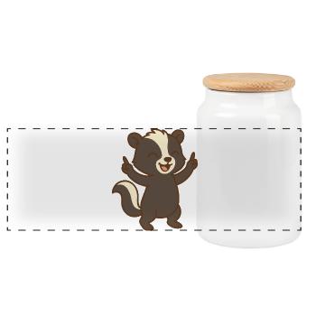 Cheer Up Skunks - Panoramic Cookie Jar with Wooden Lid - white - Front