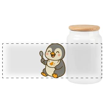 Nourrir avec le poussin pingouin – sweet & hungry - Boîte à biscuits avec couvercle en bois - blanc - Devant