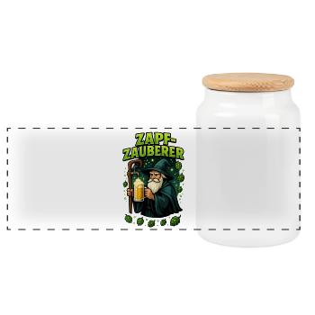 Zapf Zauberer Bier Bierflasche Bierzelt Crew - Panorama Keksdose mit Holzdeckel - Weiß - Vorne