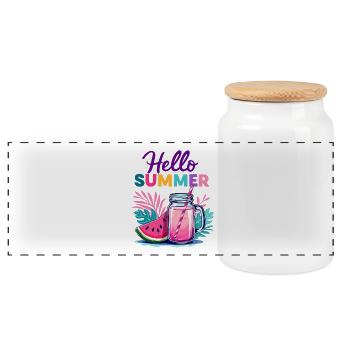 Hello Summer - Panorama Keksdose mit Holzdeckel - Weiß - Vorne