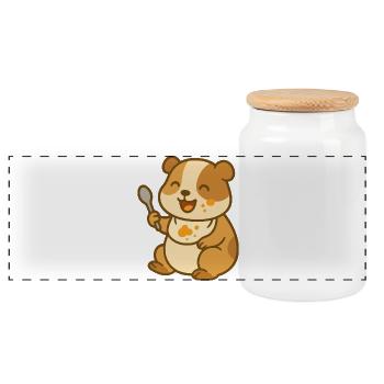 Drôle de cochon d’Inde alimentation pour bébé - Boîte à biscuits avec couvercle en bois - blanc - Devant