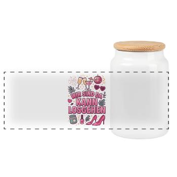 Junggesellinnenabschied Team Bride Party Crew - Panorama Keksdose mit Holzdeckel - Weiß - Vorne
