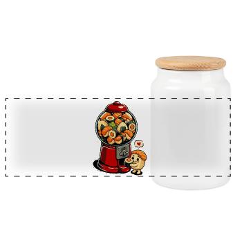 Gumball - Sushis aux boules de gomme - Boîte à biscuits avec couvercle en bois - blanc - Devant