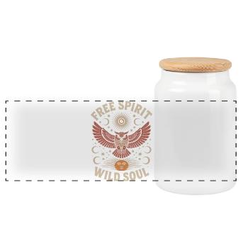 Flying Owl Free Spirit Wild Soul Shirt - Panorama Keksdose mit Holzdeckel - Weiß - Vorne