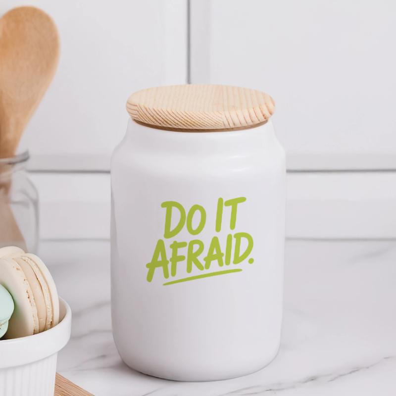 Do It Afraid Courage Development Motivation Panoramic Cookie Jar with Wooden Lid
