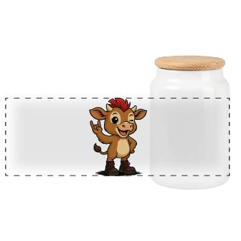 Punk Rock Calf - Panorama Keksdose mit Holzdeckel - Weiß - Vorne