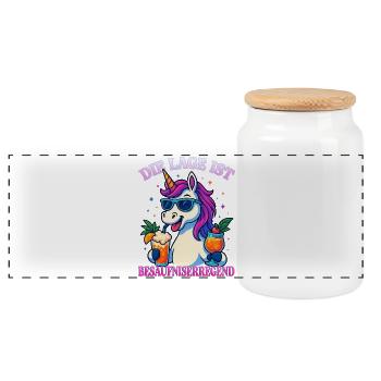 Die Lage ist besäufniserregend Einhorn Cocktails - Panorama Keksdose mit Holzdeckel - Weiß - Vorne