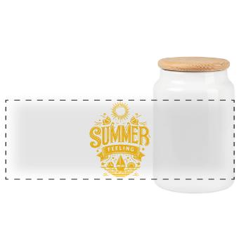 SUMMER Feeling yellow Graphic - Panoramic Cookie Jar with Wooden Lid - white - Front