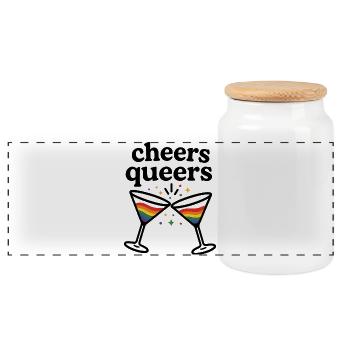 Cheers Queers – Pride Cocktail Design - Panorama Keksdose mit Holzdeckel - Weiß - Vorne