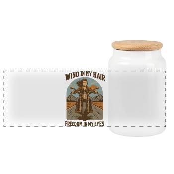 Du vent dans mes cheveux La liberté dans mes yeux Femmes - Boîte à biscuits avec couvercle en bois - blanc - Devant