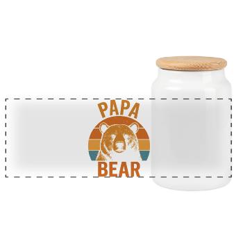Papa Bear Strong Bear Dad Retro Look - Panoramic Cookie Jar with Wooden Lid - white - Front