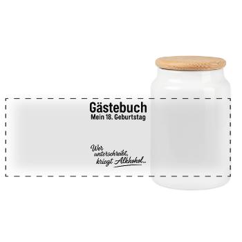 Guestbook 18th Birthday - Panoramic Cookie Jar with Wooden Lid - white - Front