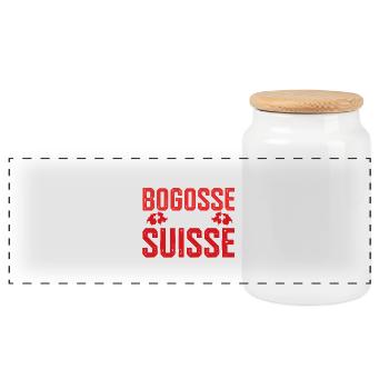 Bogosse et suisse - Boîte à biscuits avec couvercle en bois - blanc - Devant