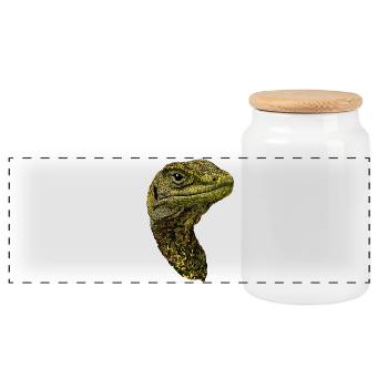 Lézard varan, reptile, dragon de Komodo, varan bagué, lézard - Boîte à biscuits avec couvercle en bois - blanc - Devant