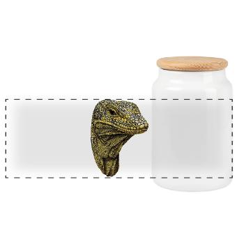 Monitor lizard, reptile, Komodo dragon, banded monitor lizard, lizard - Panoramic Cookie Jar with Wooden Lid - white - Front