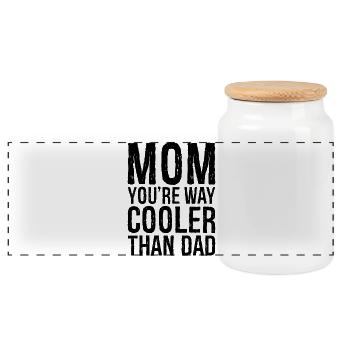 Mama, du bist viel cooler als Papa - Panorama Keksdose mit Holzdeckel - Weiß - Vorne