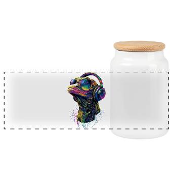 Monitor lizard, reptile, Komodo dragon, banded monitor lizard, lizard - Panoramic Cookie Jar with Wooden Lid - white - Front