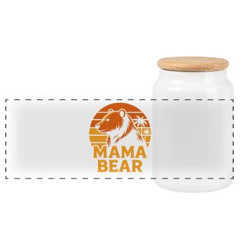 Mama Bear Coucher de soleil Palmiers Vintage Nature sauvage - Boîte à biscuits avec couvercle en bois - blanc - Devant