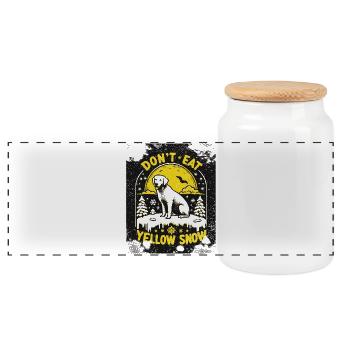 Dont eat yellow snow KI Design 2farbig - Panorama Keksdose mit Holzdeckel - Weiß - Vorne