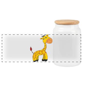Charmante Giraffen-Karikatur auf Plüsch - Panorama Keksdose mit Holzdeckel - Weiß - Vorne