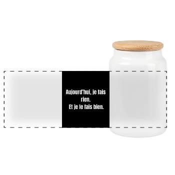 Rien, mais bien – Citation paresse assumée - Boîte à biscuits avec couvercle en bois - blanc - Devant