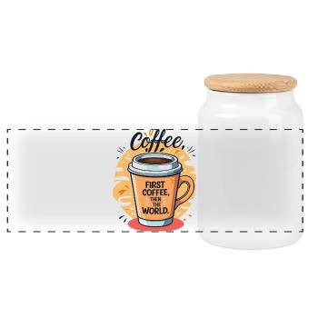 Motivational coffee mug with saying - Panoramic Cookie Jar with Wooden Lid - white - Front