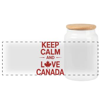 Canadian Love Heart Design - Panoramic Cookie Jar with Wooden Lid - white - Front