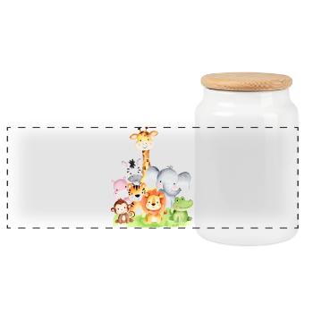 Animaux d'Afrique mignons – 🦁 🐵 🐊 à l'aquarelle - Boîte à biscuits avec couvercle en bois - blanc - Devant