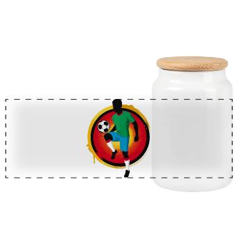 Kraftvoller Fußballer – Retro Sport Grafik - Panorama Keksdose mit Holzdeckel - Weiß - Vorne