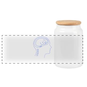 Minimalistischer Pinguin Gehirn Silhouette  - Panorama Keksdose mit Holzdeckel - Weiß - Vorne