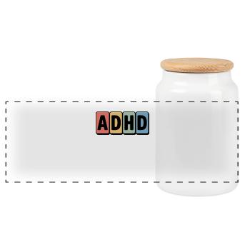 Humorvolles ADHD-T-Shirt mit To-Do-Liste - Panorama Keksdose mit Holzdeckel - Weiß - Vorne