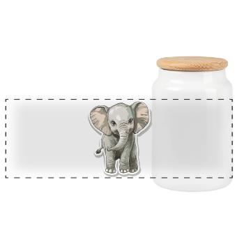 Cute elephant – gift idea for animal lovers - Panoramic Cookie Jar with Wooden Lid - white - Front