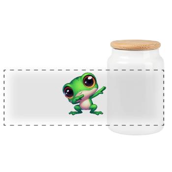Niedlicher Frosch Dab Gamer Tierschutz Cartoon - Panorama Keksdose mit Holzdeckel - Weiß - Vorne