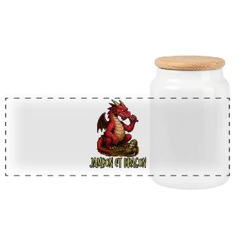 Ham is Dragon - Geek Humor / Gamer / RPG - Panorama Keksdose mit Holzdeckel - Weiß - Vorne
