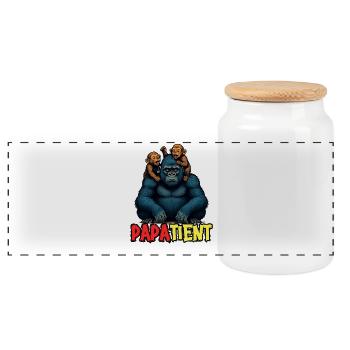 PAPATIENT - Humor Dad - Funny Animals - Panoramic Cookie Jar with Wooden Lid - white - Front