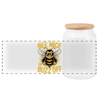 Bienen Imker Bee Nice Or Buzz Off Bienenzüchter - Panorama Keksdose mit Holzdeckel - Weiß - Vorne
