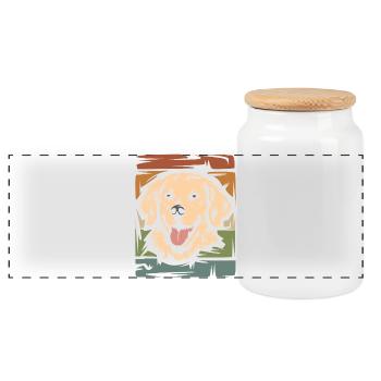 retro Golden Retriever und Labrador Hundesymbol - Panorama Keksdose mit Holzdeckel - Weiß - Vorne